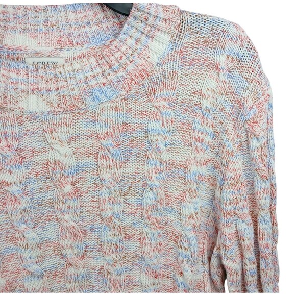 NEW J.CREW Factory Pullover Cableknit Sweater Red White Blue Americana Medium - Picture 3 of 15